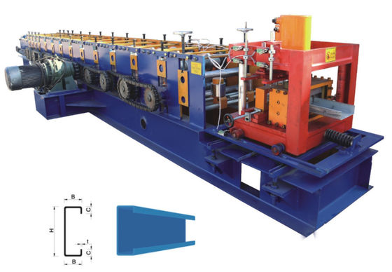 เครื่องขึ้นรูปม้วน Purlin 7.5KW C ช่องเจาะไฮดรอลิก Hydraulic